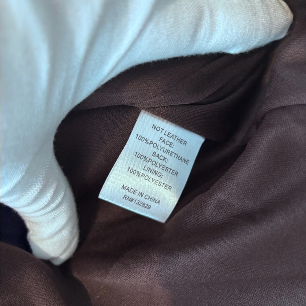All The Ways Revolve Vandellia Chocolate Brown Faux Leather Button Blazer Jacket - Picture 8 of 10